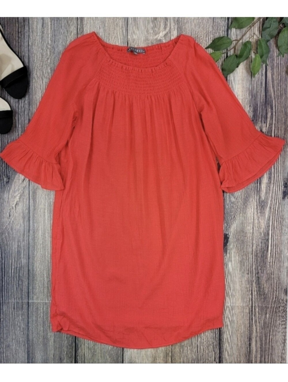 Sharagano Red 3/4 Bell Sleeve Dress
